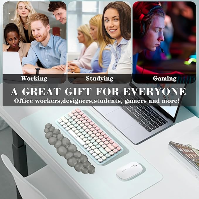 Gel Cloud Keyboard Wrist Rest, Cute Wrist Support and Arm Support Keyboard Rest for Keyboard Typing Pain Relief，Suitable for Office/Computer/Laptop/Gaming（Keyboard Wrist Rest Gray ）