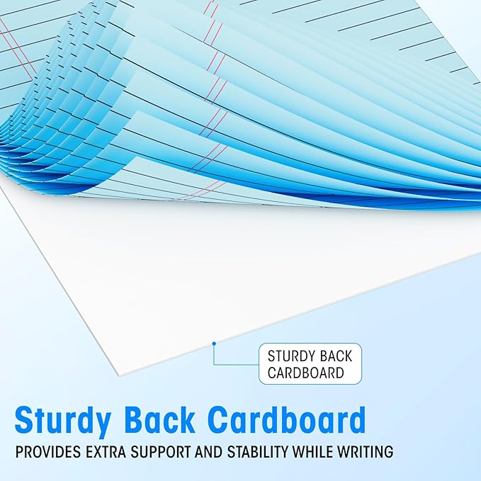 6 Packs Legal Pads 8.5 x 11 Inch, 30Sheets/Pack, College Ruled & Perforated Colored Writing Pads, Pads of Paper 8.5 x 11, Lined Note Pads with Sturdy Backing for Office, Business & School Supplies
