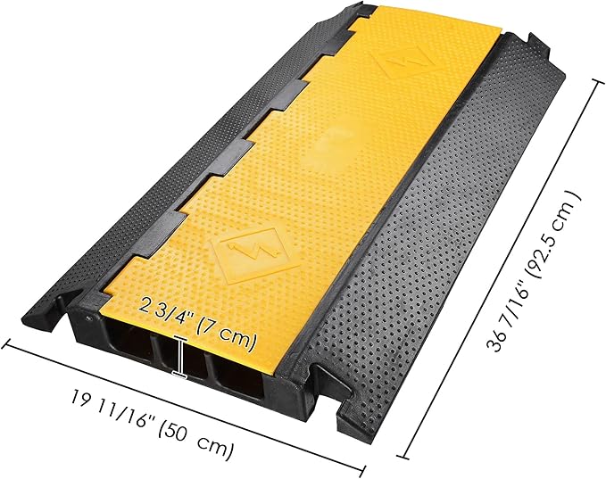 Yescom Cable Ramp Protector 3 Channel Garden Hose Protecitive 44000 Lbs Load Capacity Heavy Duty Speed Bump for Road Driveway Walkway