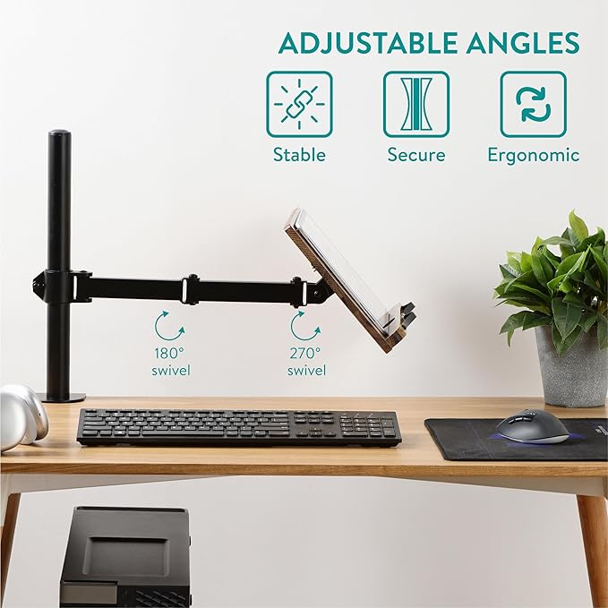 Navaris Book Stands with Clamp - Book Holder for Reading - Wood Books Stand - Works with Music, E-Readers or Tablets - 13.39 x 17.72 x 21.65 (34 x 45 x 55 cm)