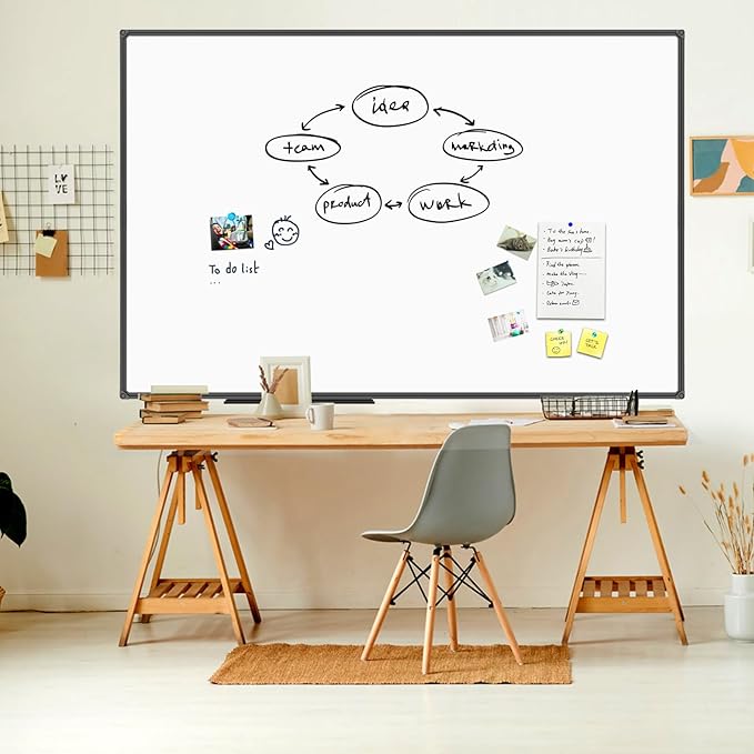 JILoffice Large Magnetic White Board, Dry Erase Board 72 x 48 Inch, Black Aluminum Frame Wall Mounted Board for Office Home and School