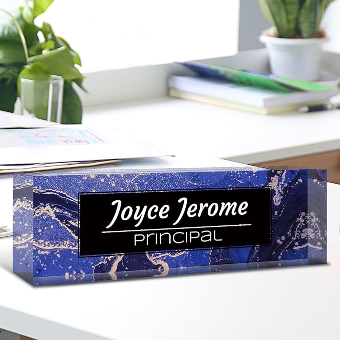 Desk Name Plate Personalized, Custom Name Plate for Desk, Acrylic Desktop Accessories, Office Gift & Decor for Women Men, Teacher Nurse Boss Employee Appreciation Gifts