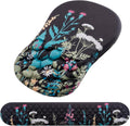 Mouse Pad Wrist Support, Laokiiy 2 in1 Keyboard Wrist Rest+ Ergonomic Mouse Pad, Non-Slip Wrist Rest for Computer Keyboard, Made Easy Typing & Relieve Wrist Pain(Flower)