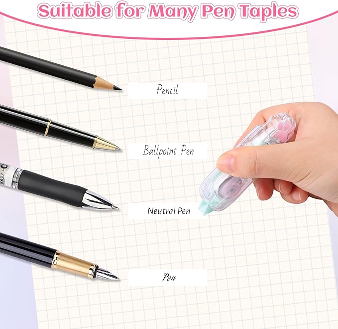 Kogcmeetl 3 Pack White Out Correction Tape, Cute Retractable Correction Tape, Kawaii Cat Paw White Out Tape for Cat Lovers Students and School Office Supplies