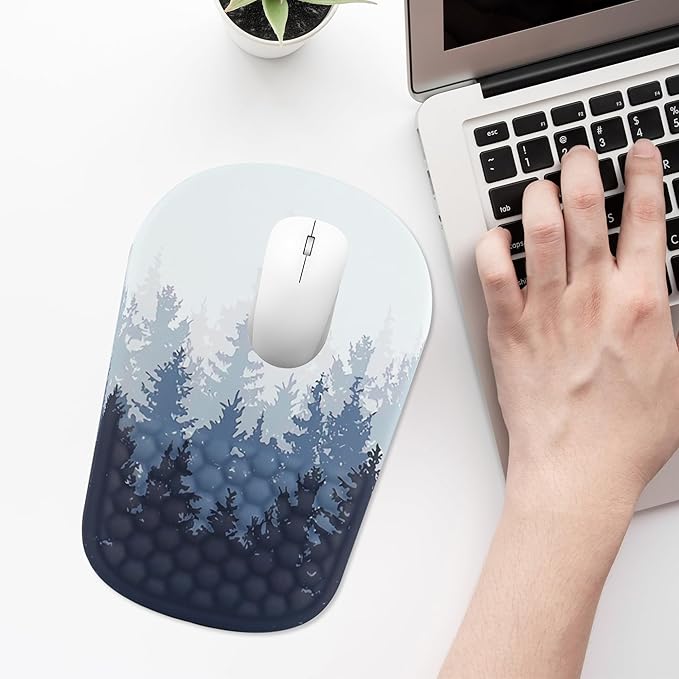 Ergonomic Mouse Pad with Wrist Support, Comfortable Memory Foam Mousepad with Massage Design and Non-Slip PU Base, Wrist Rest Mouse Pad for Office and Home, 12x8 Inch