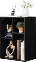 VECELO 3-Cube Small Bookshelf, Modern Bookcases with Shelves Height Up to 12.8 Inches, Suit for Common Size Textbook, Vertical or Horizontal, Cubby Storage Organizer,Vintage Black