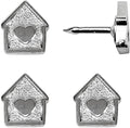 Mini House Push Pins - Silver House Pins - for Cork Board, Maps, or Lapel Pin Use - Designed in USA - Set of 4