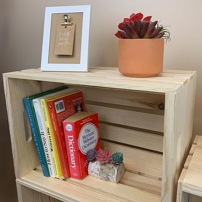 Wilson Large Wooden Pine Crate for Storage and Decoration at Home, Office, Kitchen, Bedroom, and Retail (12.5"x9.625"x17.875")(1) SINGLE CRATE