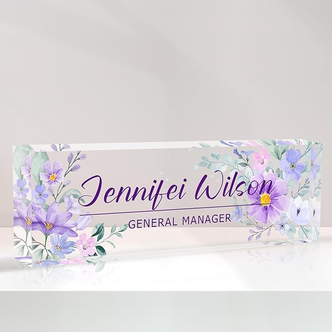 Name Plate for Desk-Personalized Name Plates for Desk-Name Plate Personalized for Office-Gifts for Teacher Boss Employee Appreciation Office Desk Decor (purple B), MYDZBJMT1009