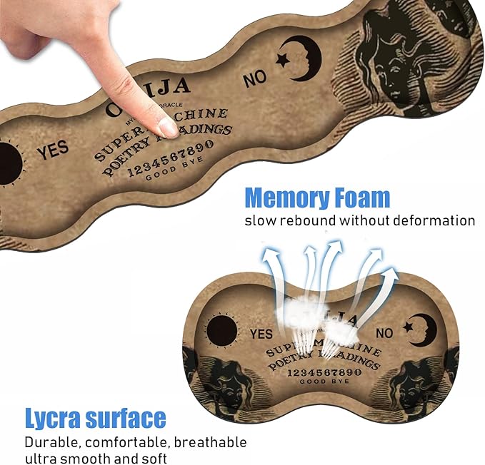 Ergonomic Keyboard Wrist Rest & Mouse Pad Wrist Rest Set, Large XXL Gaming Mousepad 31.5"x 11.8", Memory Foam, Easy Typing Pain Relief, Multifunctional Desk Mat for Office & Home, Retro Ouija Board