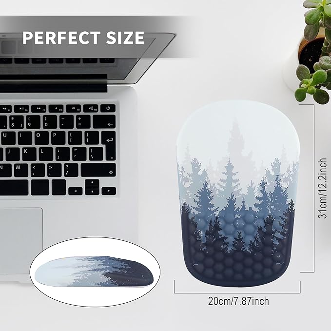 Ergonomic Mouse Pad with Wrist Support, Comfortable Memory Foam Mousepad with Massage Design and Non-Slip PU Base, Wrist Rest Mouse Pad for Office and Home, 12x8 Inch