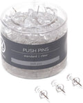 U Brands Push Pins, Clear Plastic Head Thumbtacks, Steel Point, 200-Count