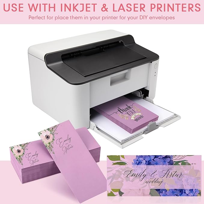 Jutom 500 Pcs Kraft Envelopes Letter Size Bulk #10 Business Strong Sealed 4-1/8 x 9-1/2 in Flap Office Printable Mailing Envelopes Windowless Invisible (Pink Purple)