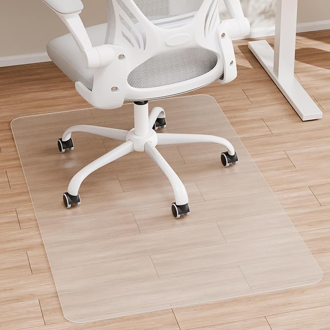 HOMEK Office Chair Mat for Hardwood Floor, 48" x 30" Clear Computer/Desk Chair Mat for Hard Floor, Thicker, Easy Glide, Non-Slip, Protects Hard Surfaces from Scratches, Ideal for Home or Office