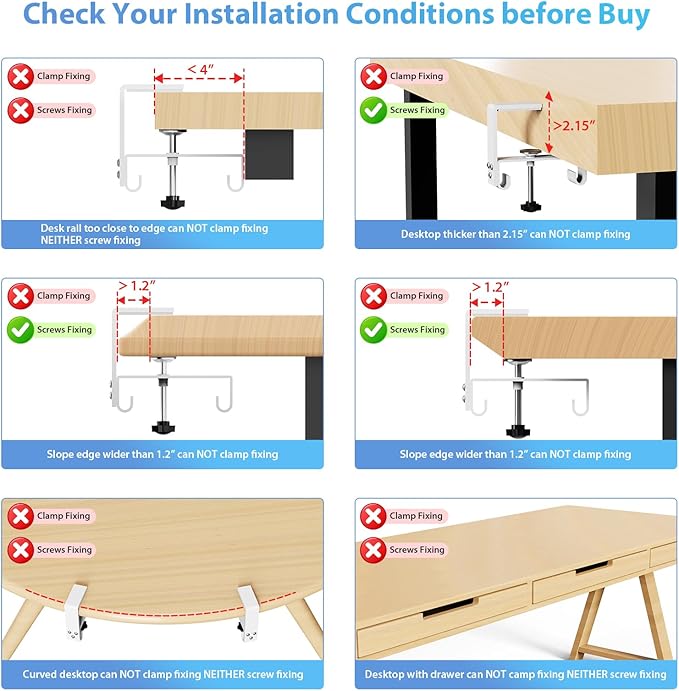 KEEGH No Drill Under Desk Cable Management Tray - 28" Cord Management Under Desk - Clamp/Screw Mount - Support Upto 70lbs - Fabric Wire Management - Gaming/PC Cable Raceways for Office/Home, White