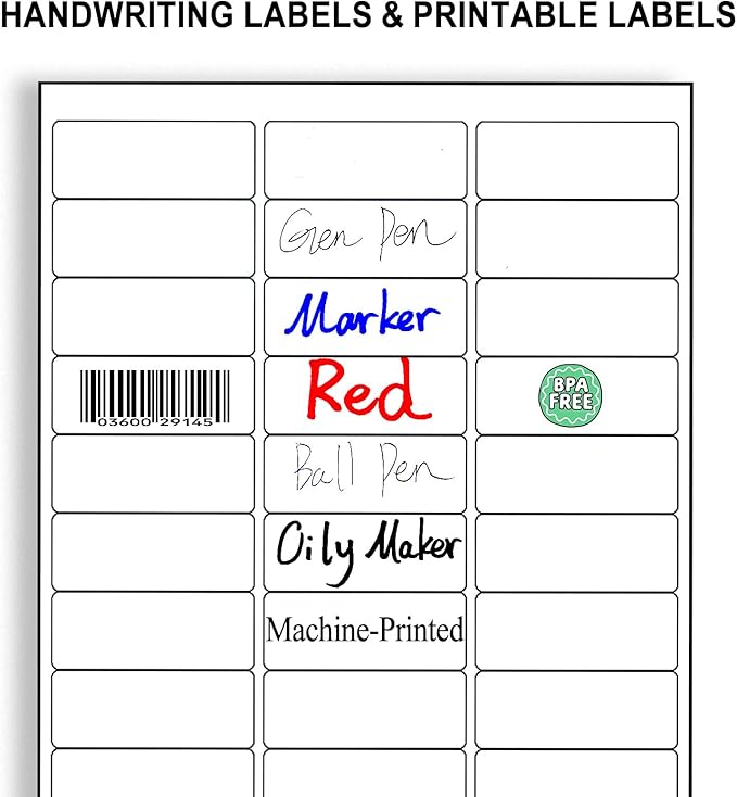 Address Labels 1" x 2-5/8" 1200 Matte White Mailing Labels, 30 Up per Sheet, 40 Sheets Compatible with Laser/Inkjet Printers, Shipping & Packaging Stickers