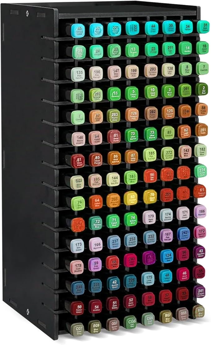 Marker Organizer,120-Slots Marker Holder with Adjustable Divider, Desk Marker Storage Organizer for Pens Colored Pencils Art Brushes Home Office Art Room and Classroom
