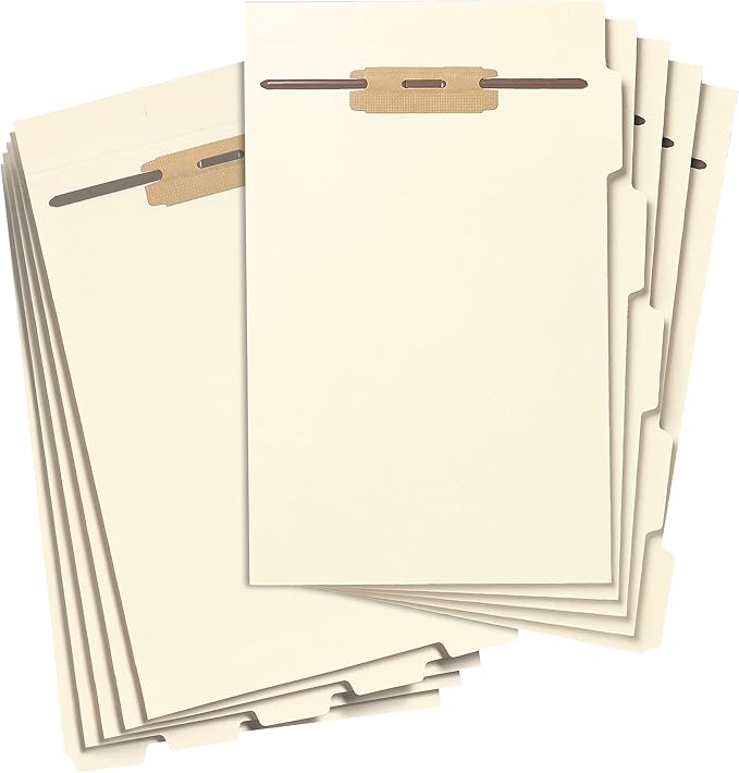 Smead Stackable Folder Divider with Fastener, Bottom 1/5-Cut Tab, Legal Size, Manila, 50 per Box (35650)