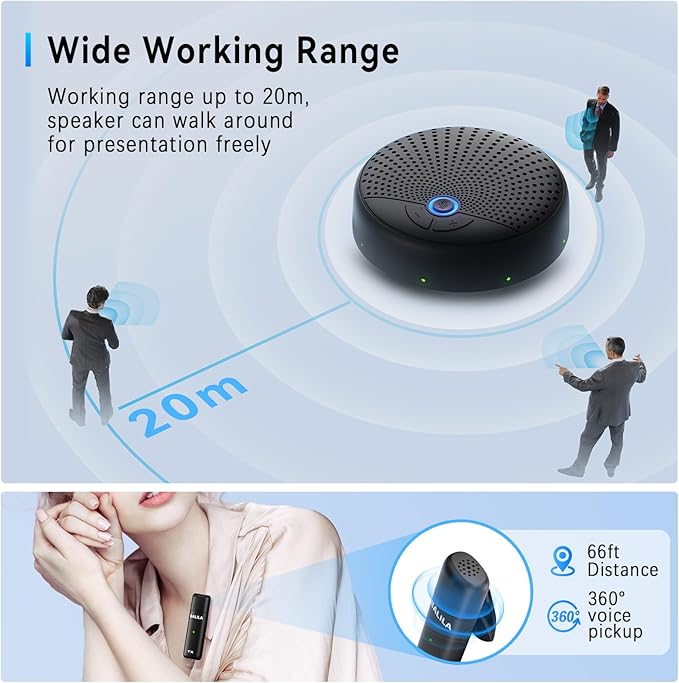 BALILA Conference Speaker and Microphone, 10 AI Mics 360° Voice Pick Up & Noise Reduction, USB Speakerphone for 10-15 People Conference Room, Compatible with Multi-Leading Platforms, Zoom, MS Team
