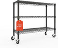 3-Tier Wire Shelving Unit with Wheels, 36.9" W x 18.6" D Heavy Duty Metal Storage Rack, Adjustable Shelves, Locking Casters, 350 lb Per Shelf (1050 lb Total) for Garage, Pantry, Kitchen