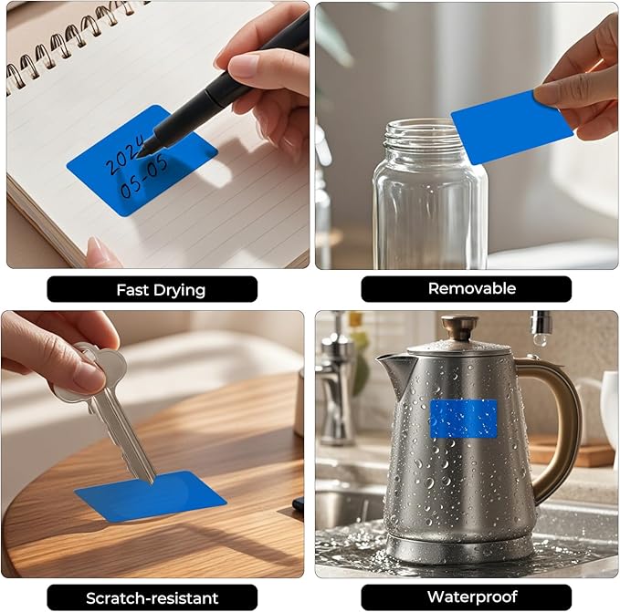 FINDAT Colored Stickers 3×2 Inch Vinyl File Folder Sticker Blue Rectangle Removable Waterproof Color Coding Moving Label for Boxes Office Inventory Labeling 40 PCS