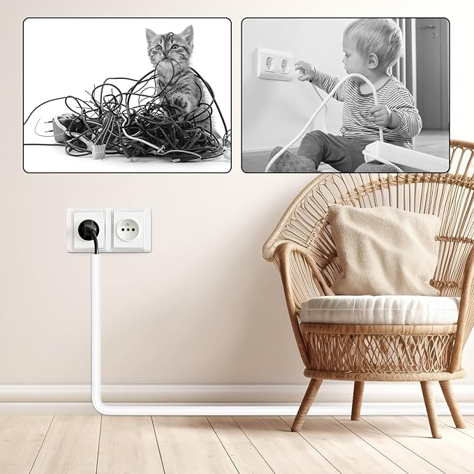 Self-Adhesive Cable Hider, Flexible Wire Cover Cable Raceway for Wires, Wall Mount TV, Home Audio, Network, Power, and Phone Line Managemen (White, 157inch)
