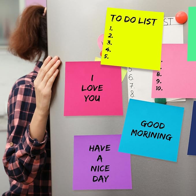 Zubebe 10 Pads 11 x 11 Inch Large Sticky Notes Jumbo Bright Colors Sticky Notepads Self Stick Note Square Memo Post Stickies for Office School, 25 Sheets/pad