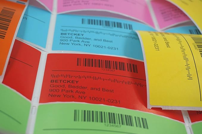 BETCKEY - 1" x 3" Barcode & Address Labels Compatible with Zebra & Rollo Label Printer,Premium Adhesive & Perforated[Yellow, 6 Rolls, 3120 Labels]