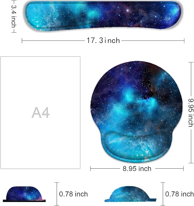 Keyboard Wrist Rest and Mouse Pad, Ergonomic Memory Foam Mouse Pad Wrist Support, Non-Slip & Pain Relief Mouse Pad and Keyboard Wrist Support, Comfortable Mousepad with Wrist Rest for Game, Office