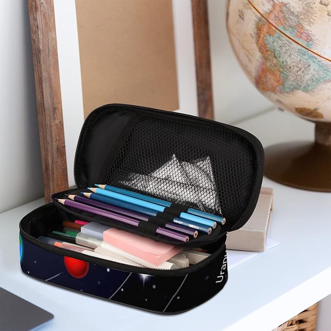 Pardick Solar System Planet Big Capacity Pencil Pen Case Universe Galaxy Large Pencil Pouch with Zipper Compartments Pencil Bag for Boys Girls Adults Student Office School Supplies