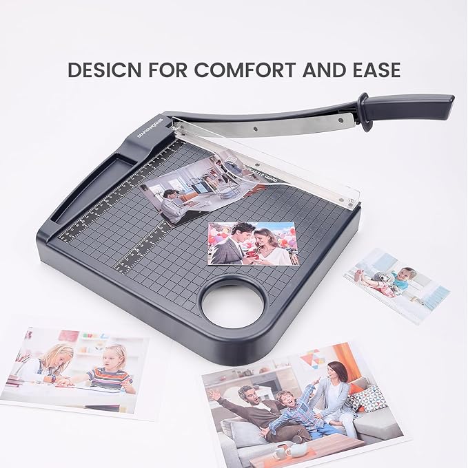 Paper Cutter,Paper Trimmer12" Cutting Length Heavy Duty Guillotine Paper Slicer with Safety Guard and Blade Lock,12 Sheets Capacity,Ideal for Offices,Homes,Printing Shops,Photo Studios (13079GREY)