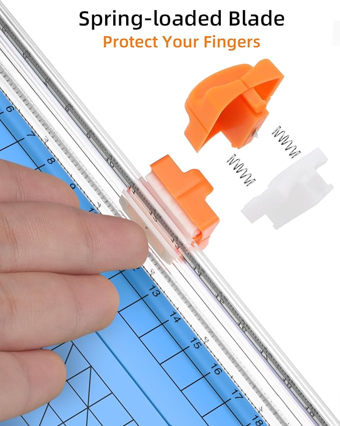 Firbon Blue A5 Paper Cutter, Straight Small Paper Trimmer with Side Ruler for Scrapbooking Craft, Paper, Coupon, Label, Cardstock