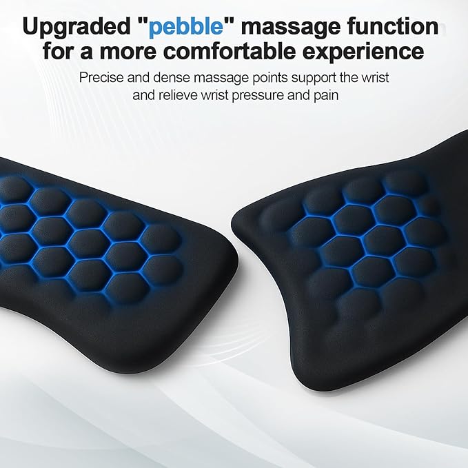 3-in-1 Ergonomic Mouse Pad with Wrist Rest & Keyboard Wrist Rest, Memory Foam Support with Massage Bumps, Anti-Slip Base, Comfort Wrist Support for Relieve Wrist Pain Office, Gaming (Black)