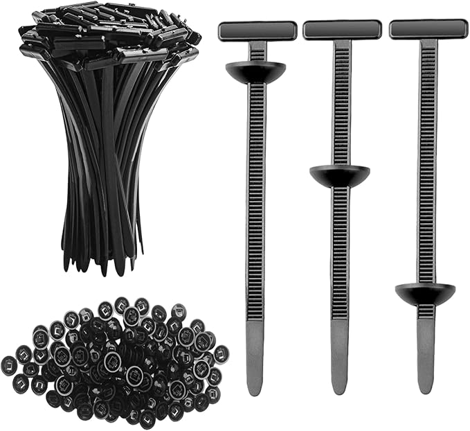 100Pcs Upgraded Nylon Universal Cable Tie Buckles, Automotive Zipper Clips Self-Locking T Rivet Zipties for Car Repair, Car Fender Trunk Bumper Repair, Home & Garage