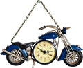 Berfutall-Metal Motorcycle Art Wall Decoration Desk Stand Clock, Battery Operated Creative Home Decoration Gift for Living Room Bedroom Office (B)