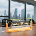 Ships Next Day, Custom Name Plate for Desk - Business Light Up Acrylic Desk Name Plate Personalized Elegant Office Gift for Boss Coworker Teacher Employee Appreciation Gift, Office Decor for Women Men