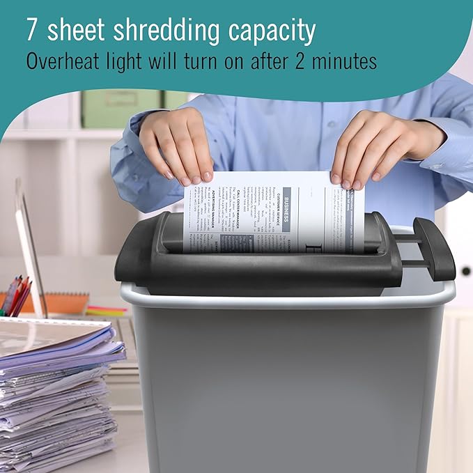 Paper Shredder for Home, Paper Shredders Heavy Duty with Extendable Arm – 6 Sheet Strip-Cut, Credit Card Slot, Mini Document Shredder Without Basket for Home, Office – Overheat, Jam Protection