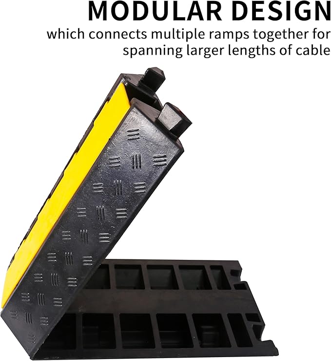 Rubber Cable Ramp Cord Cover Cable Protector Ramps Wire Hose Protective 1 Channel 22000Lbs Load Capacity Traffic Speed Bump for Asphalt Concrete Gravel Driveway, 1 Pack