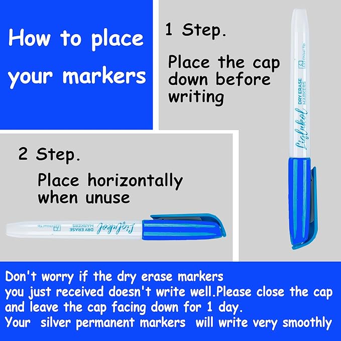 LiqInkol Dry Erase Markers Bulk 160 Pack 3 Assorted Colors, Chisel Tip Whiteboard Markers for Home and Office，Pens of 80 Black 40 Red and 40 Blue.