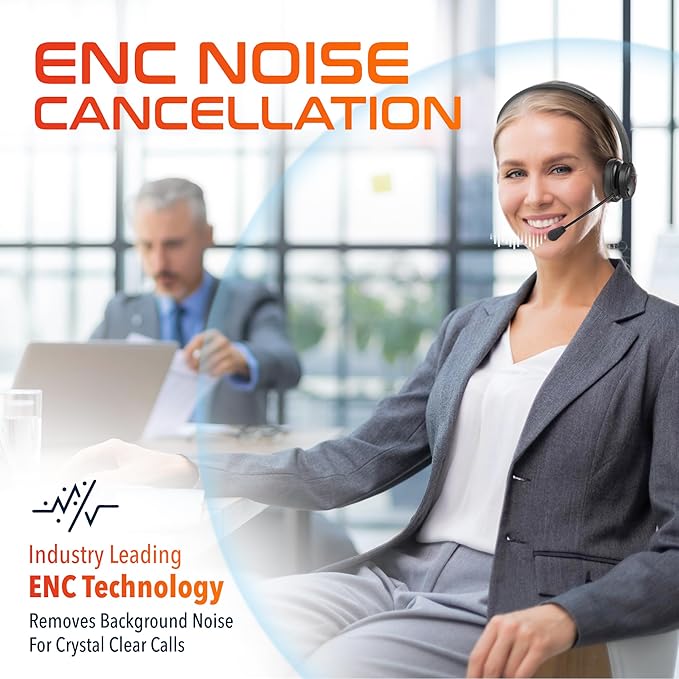 Delton Noise Canceling Bluetooth Computer Headset with Charging Dock, Auto Pair USB Dongle for PC/Laptop, Compatible with MS Teams, Zoom, Google Meet, and More | Black