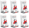 NIUBEE 6-Pack Acrylic Brochure Holder 4‘’ , Clear Brochure Display Stand with Acrylic Business Card Holder, Plastic Flyer Display Stand for Magazine, Pamphlet, Booklets, Menu, Journals, Business Card