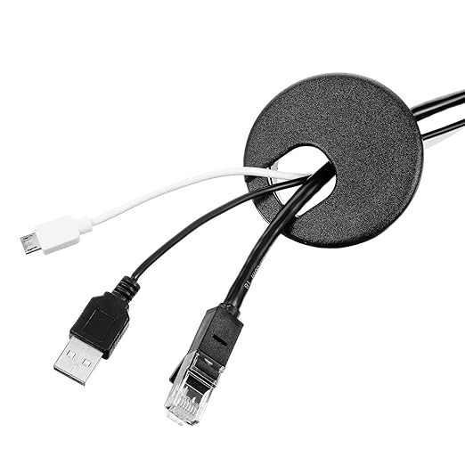 SATINIOR 10 Packs Desk Grommet Plastic Cable Hole Cover to Arrange Wires & Cords PC Desk Cord Wire Organizer Caps Desktop Cord Management Grommet for Home Office Table Desktop(2 Inch,Black)