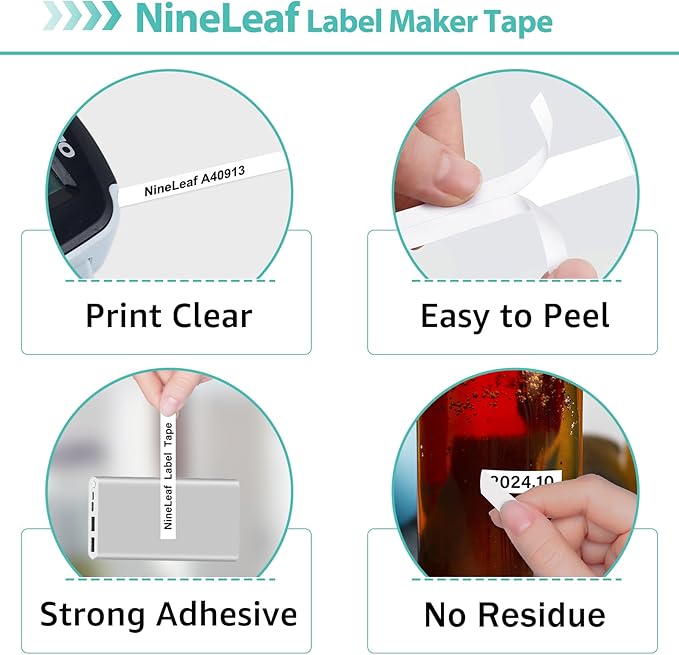 NineLeaf 10 Pack Compatible for DYMO D1 40913 S0720680 9mm 3/8" x 23ft Black on White Label Tape Refill Work in LabelManager 160 280 420P 360D 210D PnP 500TS LabelWriter 450 Duo ColorPop Label Maker