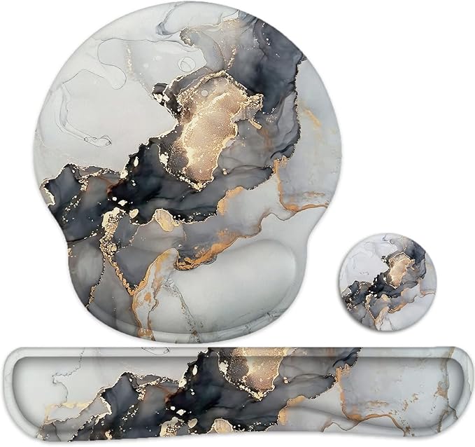 Lateefah Mouse Pad with Wrist Rest, 3-in-1 Gaming Mouse Pad, Keyboard Wrist Rest, Ergonomic Memory Foam Mousepad with Wrist Support for Computer Keyboard