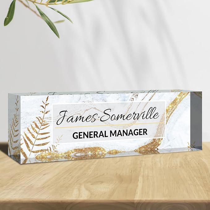 Desk Name Plate Personalized, Custom Name Plate for Desk, Acrylic Desktop Accessories, Office Gift & Decor for Women Men, Teacher Nurse Boss Employee Appreciation Gifts