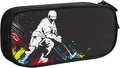 Hockey Pencil Box Black Cool Pencil Case for Kids Boys Men, Big Capacity Canvas Storage Pouch Marker Pen Bag, Portable Travel Storage Box Desk Office Organizer, Stationery Organization Bag