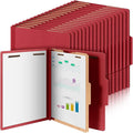 Skyygemm 72 Pcs Classification Folders Letter Size, 1 Divider Pressboard File Folder with Fasteners, Expanding Tax File Organizer Bulk for Teachers, Office, Church, Christmas Donations (Red)