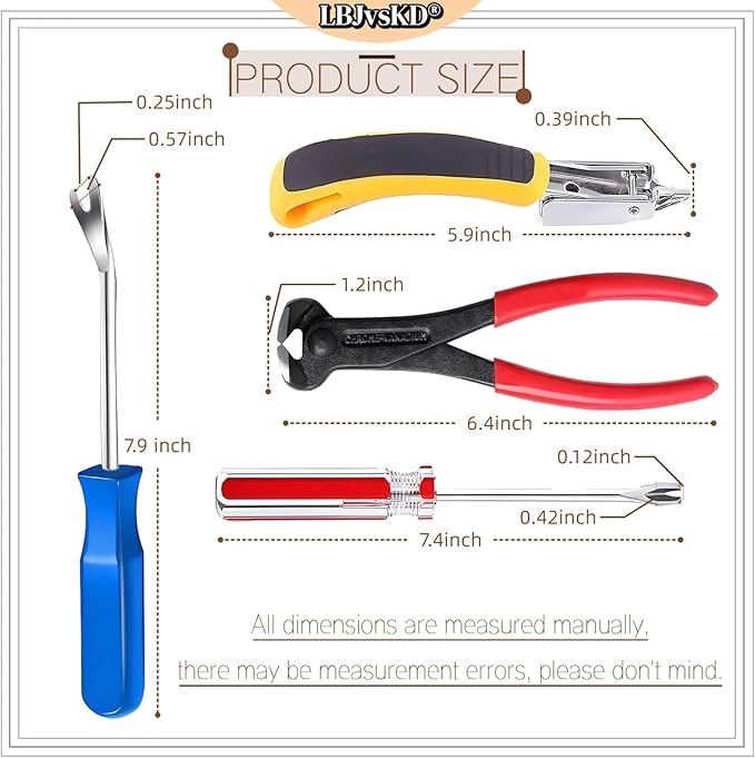 Upholstery Carpet Staple Remover and Nail Puller Remover Tool Set - Staple Puller & Tack Lifter Fastener Remover for Furniture Floor Wall Wood Case Car Photo Frames (4-PK)