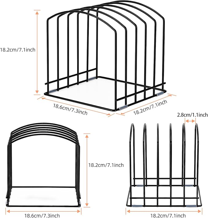5-Slot (One Size Slot) Cutting Board Organizer, Bakeware Organizer, and Kitchen Cabinet Organizer for Baking Trays and Cookie Sheets - Black - 1pc
