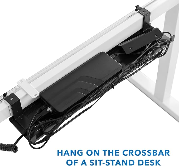 MOUNT-IT! Under Desk Cable Tray [23" Length] Wire Management Basket for Desktop Computers, Laptops, Sit Stand Desks and Workstations (Black)